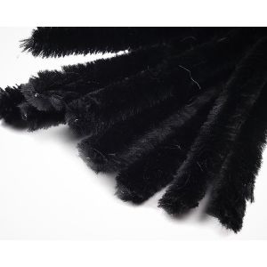 Chlupatý modelovací drát 240512/05, jednobarevná černá, průměr 15mm, délka 30cm, (1 balení, 10 kusů)