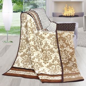 Deka KARMELA PLUS ORNAMENTY, hnědá, 150x200cm