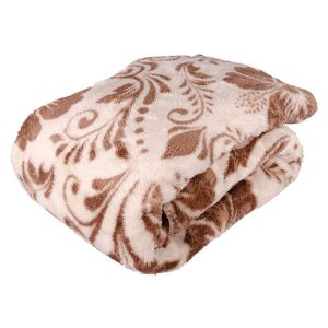 Deka z mikrovlákna beránek KVĚTY, hnědá, 150x200cm