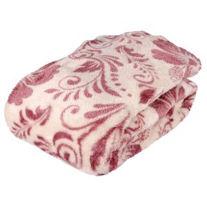 Deka z mikrovlákna beránek KVĚTY, tmavě růžová, 150x200cm