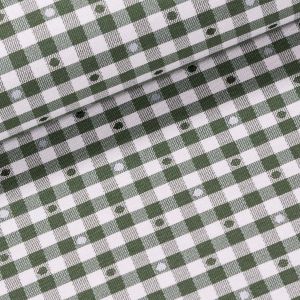Dekorační látka / ubrusovina, zelená kostka s puntíky, šířka 140cm (látka v metráži)