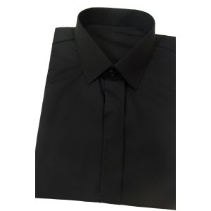 Dětská chlapecká košile Avantgard KLASIK s krytou légou, jednobarevná, černá, dlouhý rukáv