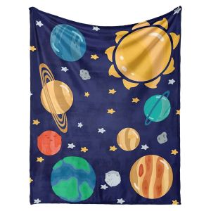 Dětská deka z mikrovlákna (coral fleece) VESMÍRNÉ DOBRODRUŽSTVÍ, modrá, 130x160cm