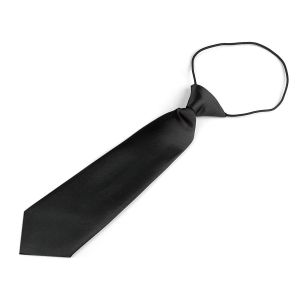 Dětská saténová kravata na gumičku 720692/02, černá, 7x26cm
