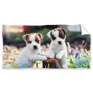 Dětská plážová osuška BRÁŠKOVÉ JACK RUSSEL TERIÉR, zelená, froté, 70x140cm