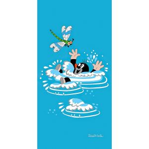 Dětská plážová osuška KRTEK A VÁŽKA (Krteček), modrá, froté, 70x150cm