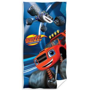 Dětská plážová osuška PLAMÍNEK A ČTYŘKOLÁCI BLAZE A DARINGTON, modrá, froté, 70x140cm