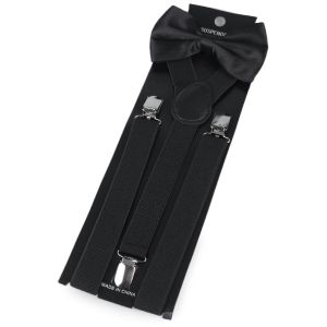 Dětská společenská chlapecká sada, motýlek a šle 650360/04, černá