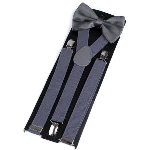 Dětská společenská chlapecká sada, motýlek a šle 650360/05, šedomodrá