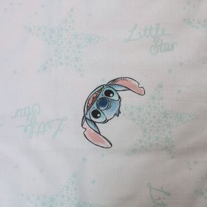 Dětské povlečení do postýlky LILO AND STITCH WHITE STAR BABY, bílé, bavlna hladká, 100x135cm + 40x60cm