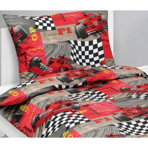 Dětské povlečení FORMULE ČERVENÁ, bavlna hladká, 140x200cm + 70x90cm 