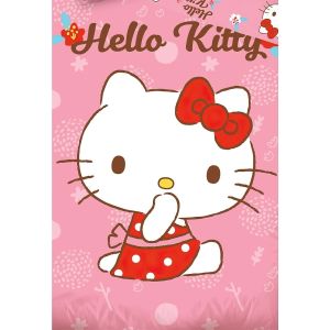 Dětské povlečení HELLO KITTY MALÁ MLSALKA, růžové, bavlna hladká, 100x135cm + 40x60cm 