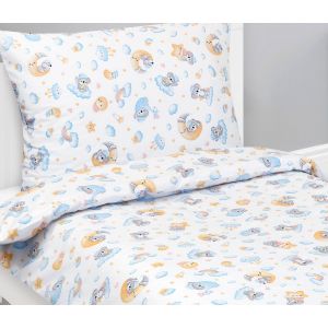 Dětské povlečení KOALA MĚSÍC, HVĚZDA MODRÁ, bavlna hladká, 140x200cm + 70x90cm 