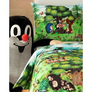 Dětské povlečení Matějovský KRTEK V LESE (Krteček), zelené, bavlna hladká, 140x200cm + 70x90cm