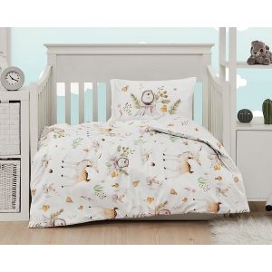 Dětské povlečení Matějovský do postýlky SWEET DREAMS, lesní zvířátka na bílé, bavlna hladká (více rozměrů)