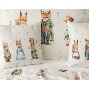 Dětské povlečení Matějovský WONDERLAND, zvířátka na smetanové, bavlna hladká digitál, 140x200cm + 70x90cm