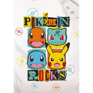 Dětské povlečení POKÉMON ROCKS, bílé, bavlna hladká, 140x200cm + 70x90cm 
