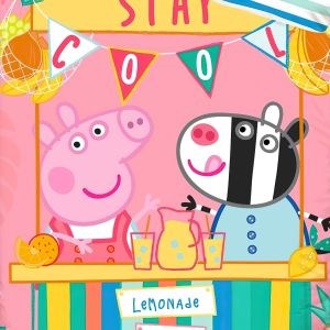 Dětské povlečení PRASÁTKO PEPINA (PEPPA) LIMONÁDOVÝ STÁNEK, růžové, bavlna hladká, 140x200cm + 70x90cm 