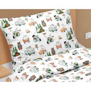 Dětské povlečení STANOVÁNÍ, zelené, bavlna hladká, 140x200cm + 70x90cm 