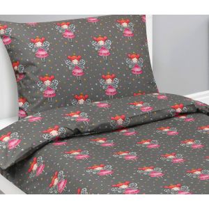 Dětské povlečení VÍLA ŠEDÁ, RŮŽOVÁ, bavlna hladká, 140x200cm + 70x90cm 