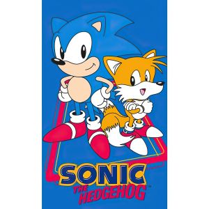 Dětský froté ručník JEŽEK SONIC A TAILS, modrý 30x50cm