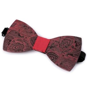 Dřevěný motýlek pánský 770144/13, přírodní vzorovaný , hnědý / červená