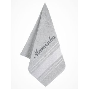 Froté ručník S VÝŠIVKOU MAMINKA, světle šedý, 50x100cm