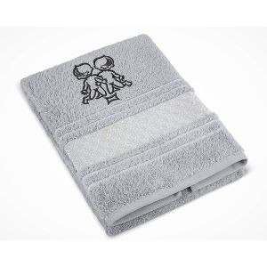 Froté ručník S VÝŠIVKOU ZNAMENÍ ZVĚROKRUH BLÍŽENCI, šedý, 50x100cm