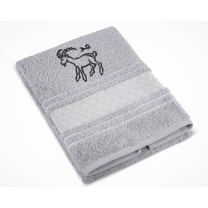 Froté ručník S VÝŠIVKOU ZNAMENÍ ZVĚROKRUH KOZOROH, šedý, 50x100cm