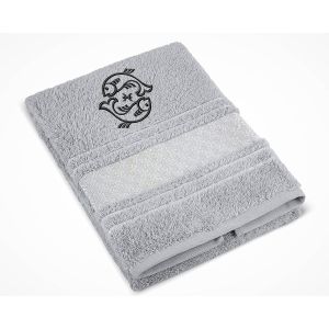 Froté ručník S VÝŠIVKOU ZNAMENÍ ZVĚROKRUH RYBY, šedý, 50x100cm