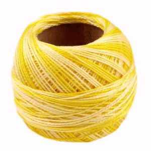 Háčkovací / vyšívací příze PERLOVKA 11162 žlutá, melírovaná, 10g/85m