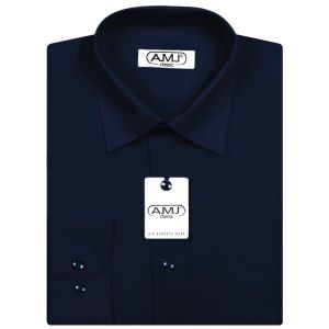 Pánská košile AMJ jednobarevná JD087, tmavě modrá, dlouhý rukáv