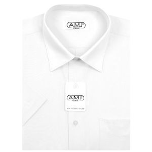 Pánská košile AMJ jednobarevná JKS018, bílá, krátký rukáv, slim fit