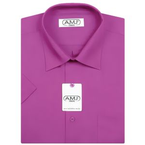 Pánská košile AMJ jednobarevná JK081, fuchsiová, krátký rukáv