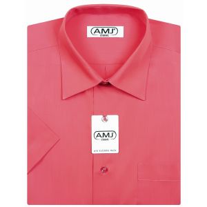 Pánská košile AMJ jednobarevná JD078, malinová, dlouhý rukáv