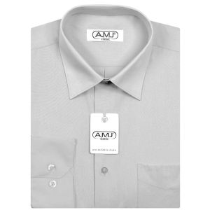 Pánská košile AMJ jednobarevná JD064, světle šedá, dlouhý rukáv