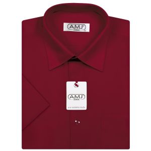Pánská košile AMJ jednobarevná JK006, vínová, krátký rukáv