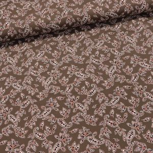 Košilovina / bavlněná 8869-009 kašmírový vzor na tmavě béžové, š.145cm (látka v metráži)