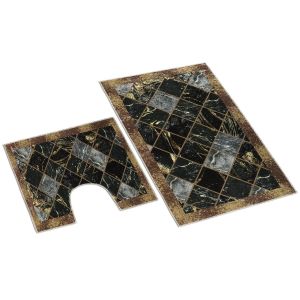 Koupelnová souprava 3D HNĚDÝ MRAMOR 100x60cm (předložka) + 60x50cm (na WC)