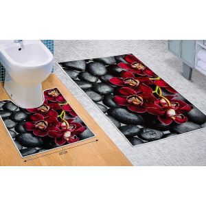 Koupelnová souprava 3D FOTOTISK ORCHIDEA, 100x60cm (předložka) + 50x60cm (na WC)