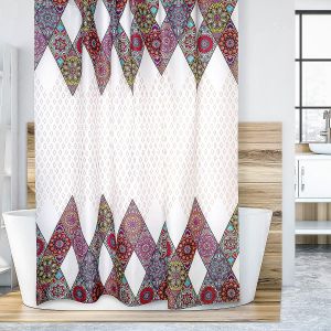 Koupelnový závěs RŮŽOVÁ MANDALA, 180x200cm