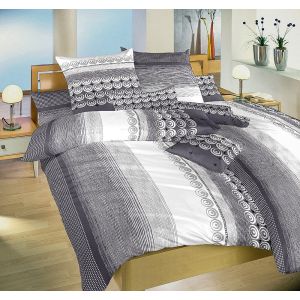 Povlečení SAHARA ŠEDÁ, pruhy a kroužky, krep, 140x200cm + 70x90cm
