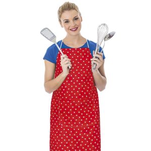 Kuchyňská zástěra ADÉLA 7750/327, SRDÍČKO ČERVENÁ 67x84cm