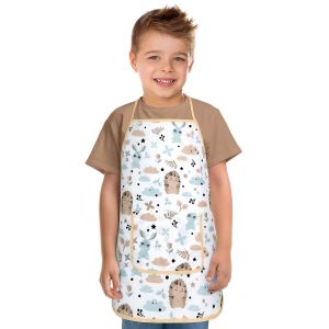 Dětská kuchyňská zástěra 7850/071, JEŽEČEK, modro-bílá 47x60cm, 5-8 let