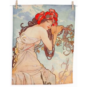 Utěrky ALFONS MUCHA SUMMER, béžovo-světle modré, 2 kusy 50x64cm
