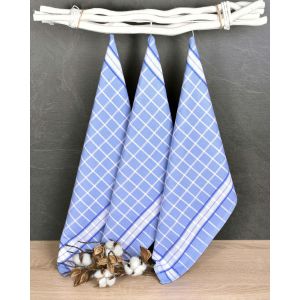 Kuchyňské utěrky EGYPTSKÁ BAVLNA DOLCE BLUE, modrá kostka, 3 kusy, 50x70cm