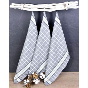 Kuchyňské utěrky EGYPTSKÁ BAVLNA DOLCE GREY, šedá kostka, 3 kusy, 50x70cm