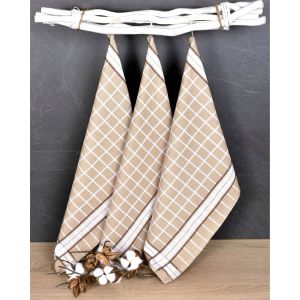 Kuchyňské utěrky EGYPTSKÁ BAVLNA PERLA BEIGE, béžová kostka, 3 kusy, 50x70cm