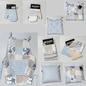Kuchyňský set MODROTISK QK béžovo-modrý patchwork (více možností)