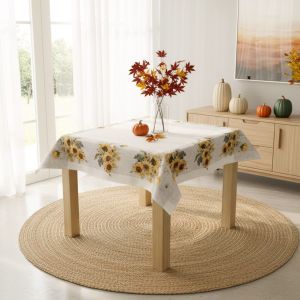 Kuchyňský ubrus CYH5828GC, slunečnice, bílo-žlutá, 85x85cm (čtverec) 